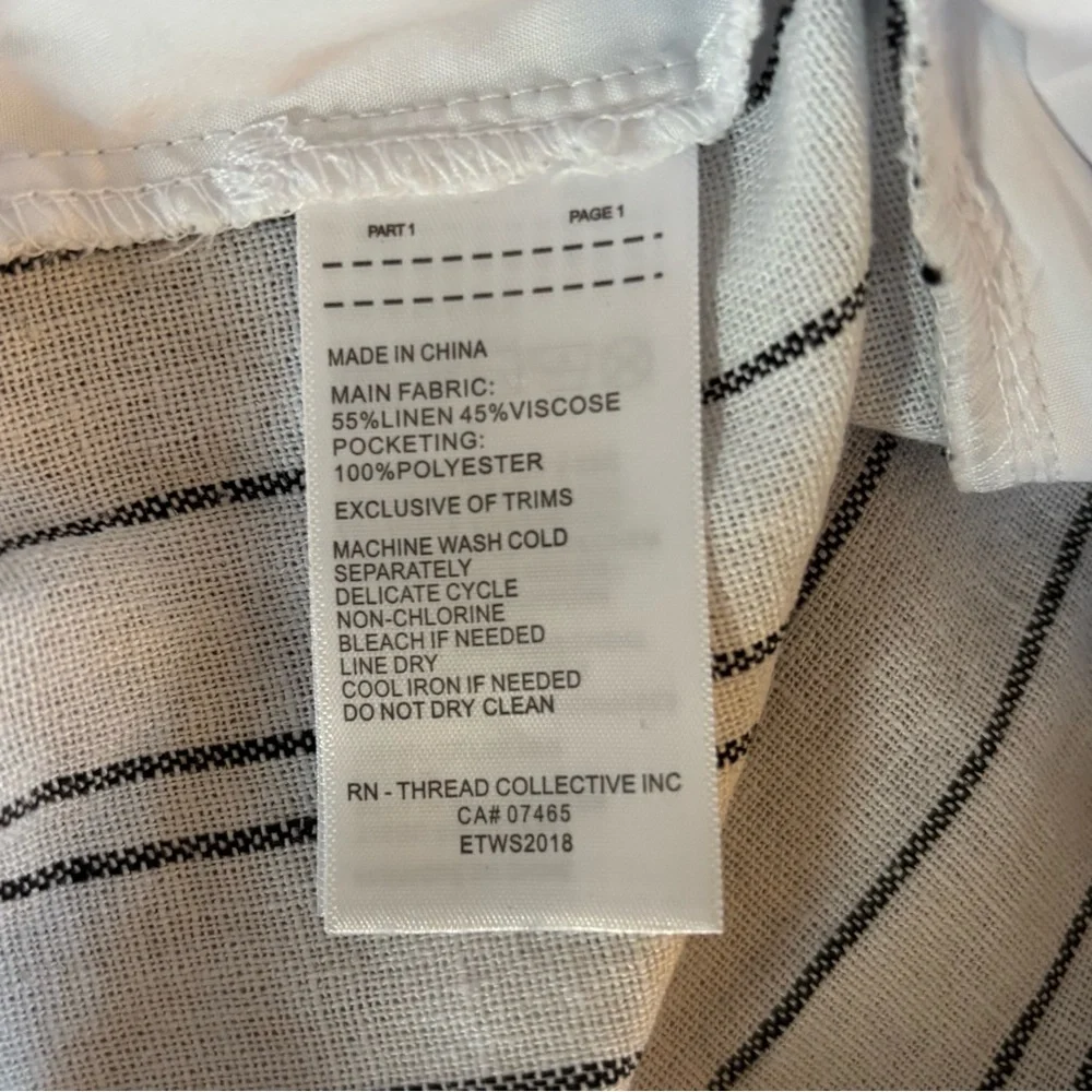 Ellen Tracy Linen Stripe Wide Leg Pants Women's Small White w/ Black pinstripes - Picture 11 of 15